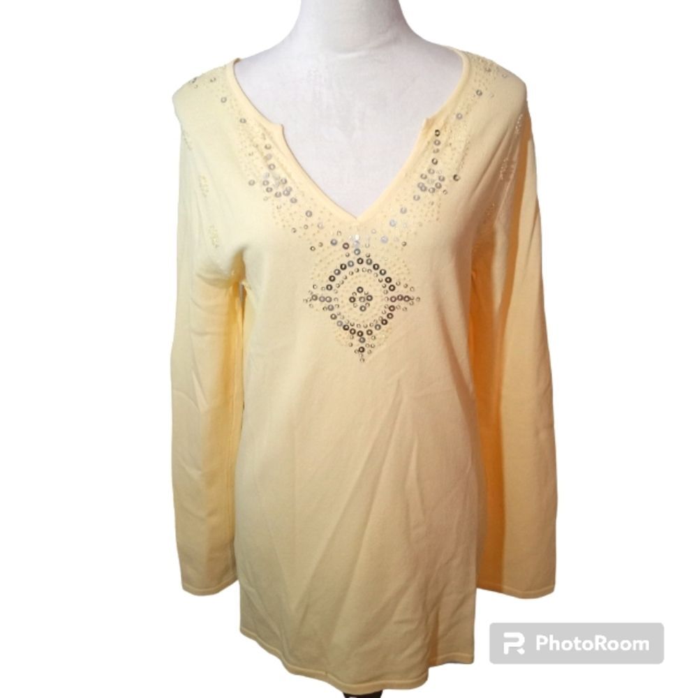 Beautiful Chadwicks Yellow Sequince Tunic Size S